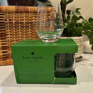 Kate Spade Lenox Larabee Dot 4 Piece Stemless Wine Glass Set NWT